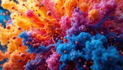 Poster - Abstract Colorful Explosion of Vibrant Pink, Blue, and Orange Tones