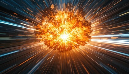 Poster - Dynamic Explosion of Light and Color in a Futuristic Setting