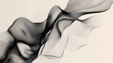 Poster - Abstract Black and Beige Wave Forms: A Study in Fluid Dynamics and Minimalist Design