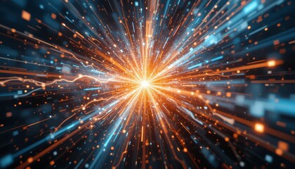 Poster - Vibrant Abstract Explosion of Light and Energy in Motion
