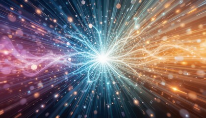 Poster - Abstract Light Burst with Radiating Energy and Vibrant Colors