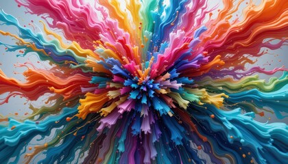 Poster - Vibrant Explosion of Colorful Waves and Swirls in Abstract Art