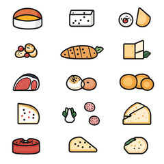 Poster - Delicious Cheese and Food Collection Icons Vector Illustration Isolated