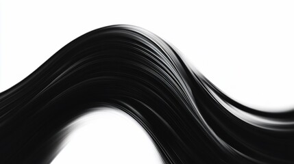 Poster - Abstract Black Wave Design: Elegant Swirling Lines on White Background, Smooth Curving Motion Graphic, Dynamic Flowing Texture