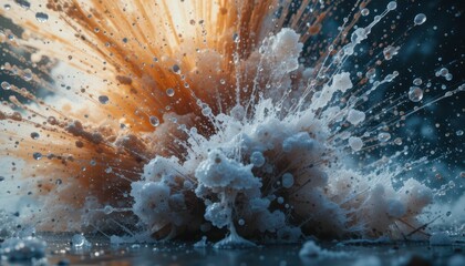 Poster - Dynamic and Colorful Water Splash Creating Bubbles and Foam