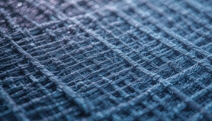 Poster - Close-Up View of Intricate Woven Texture Pattern in Blue Shades