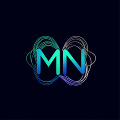 Poster - MN initials logo design with flowing lines and gradient colors