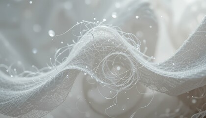 Poster - Abstract Close-Up of Soft White Fabric with Delicate Fibers and Light