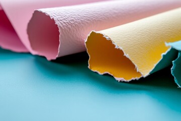 Poster - Rolled pastel paper sheets for art crafting projects against colorful backdrop