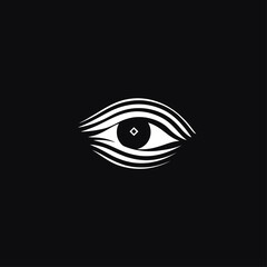Poster - Stylized Eye Logo on Black Background, Vector, Geometric, Modern Design