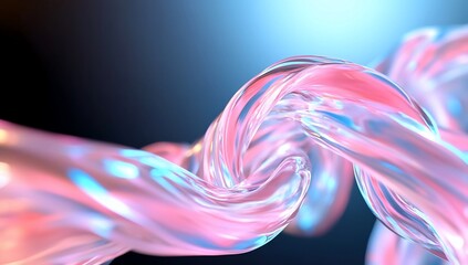 Poster - Abstract twisted glass formation with blue background for product visualization