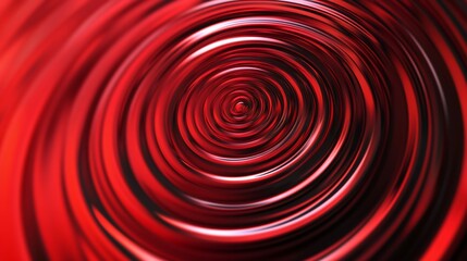 Poster - Abstract Red Swirling Vortex: Hypnotic Concentric Circles Design