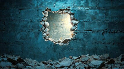 Poster - Close-up view of a hole in a wall highlighting the structural aspects and potential for inner restoration and renewal