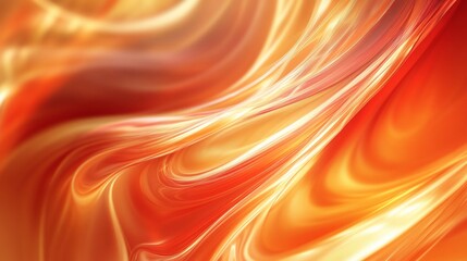 Poster - Abstract Fiery Orange and Gold Swirls Digital Art: Warm Hues and Flowing Lines