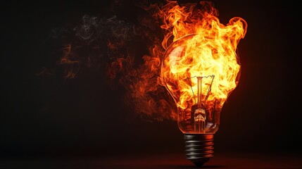 Poster - A light bulb with a flickering fire burning inside signifying passionate ideas and the drive for creative motivation