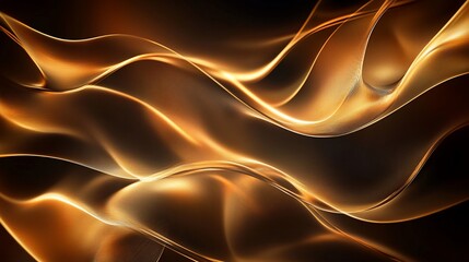 Poster - Abstract Golden Waves: Luxurious Fluid Dynamic Design Background