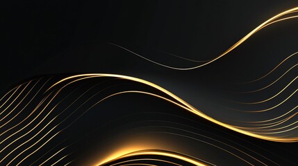 Poster - Abstract Gold and Black Wave Pattern Design Elegant Luxury Background Wallpaper