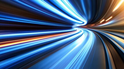 Poster - Abstract Speed Motion Blue and orange lines blur in travel for transport concepts