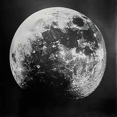 Wall Mural - lunar orb: a monochromatic celestial study