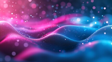 Wall Mural - abstract pink and blue glittering waves digital art: a serene visual experience