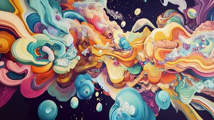 Sticker - abstract fluid swirls: a psychedelic dreamscape