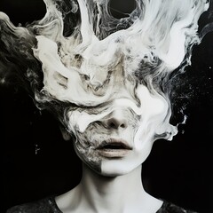 Sticker - surreal monochrome portrait: a dreamlike vision