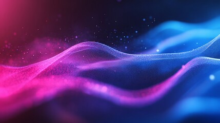 Poster - abstract neon waves digital art pink blue particles background futuristic