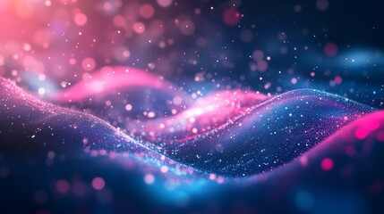 Wall Mural - abstract cosmic landscape: pink and blue nebula waves