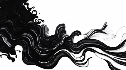 Poster - Abstract Black and White Liquid Swirl  Dynamic Ink Flowing Design Artistic