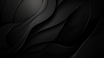 Poster - Abstract Black Wave Design: Elegant Dark Curves and Shadows, Modern Art Background Texture