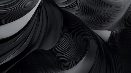 Poster - Abstract Dark Swirling Forms: A Study in Black and Gray Hues, Elegant Minimalist Design Background