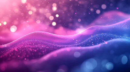 Poster - abstract purple and blue glittering waves background: a dreamy digital art landscape