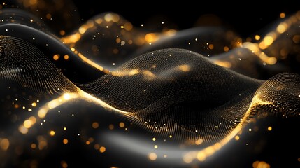 Wall Mural - abstract golden particles wave abstract background design luxurious elegant dark background texture 