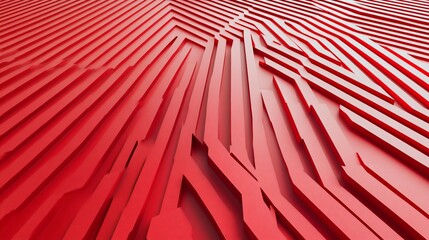 Poster - Abstract Red 3D Geometric Pattern Background Texture Design