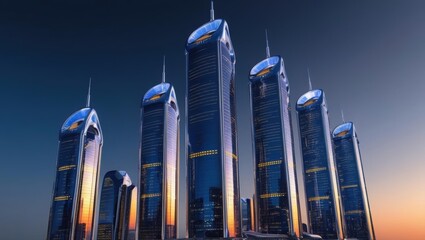 Aufkleber - Majestic digital skyline representing innovation pillars constructed on ethical ai development
