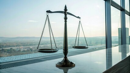 Poster - A set of digital balancing scales weighing the concept of equality in a modern technological context