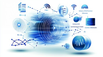 Poster - Abstract Blue Technology Network Connection Design with Global Communication System