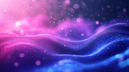 Poster - abstract purple and blue glittering waves digital art background