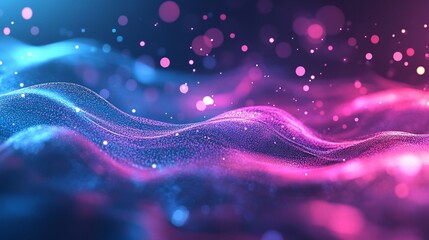 Poster - abstract pink and blue particle wave background digital art illustration