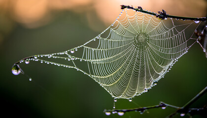 spider web with dew