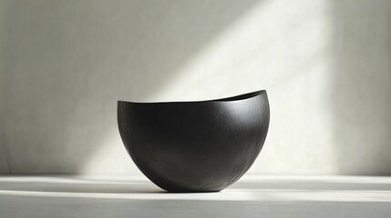 Wall Mural - black wooden bowl: modern minimalist home decor