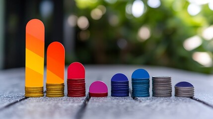 Poster - Colorful Conceptual Bar Graph Displaying Data on a Table Surface