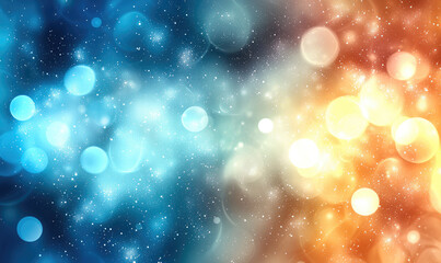 Leinwandbilder - Vibrant abstract background with blue and orange bokeh lights, creating dreamy atmosphere
