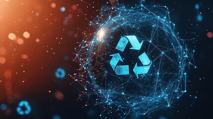 Poster - Global Digital Recycling Concept with Connections and Lines