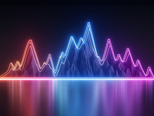 Poster - Vibrant neon waveform visualization digital space graphic design futuristic environment abstract viewpoint