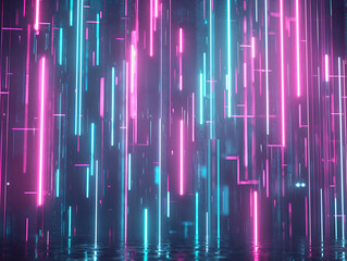 Poster - Vibrant neon light show urban cityscape digital art futuristic environment aesthetic view modern concept
