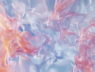 Poster - Fluid abstract art displaying soft swirls of pink and blue digital artwork modern art environment aesthetic view