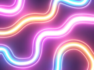 Poster - Vibrant neon light trails digital art abstract environment colorful patterns modern aesthetic