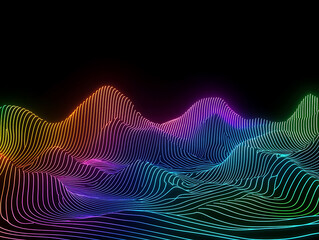 Poster - Dynamic colorful wave patterns digital realm visual art abstract vibrant conceptual design
