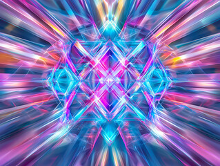 Poster - Dynamic digital art displaying vibrant light patterns in abstract form studio environment high-resolution imagery